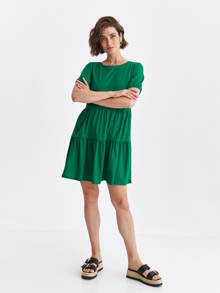 Zielona sukienka z falbanami