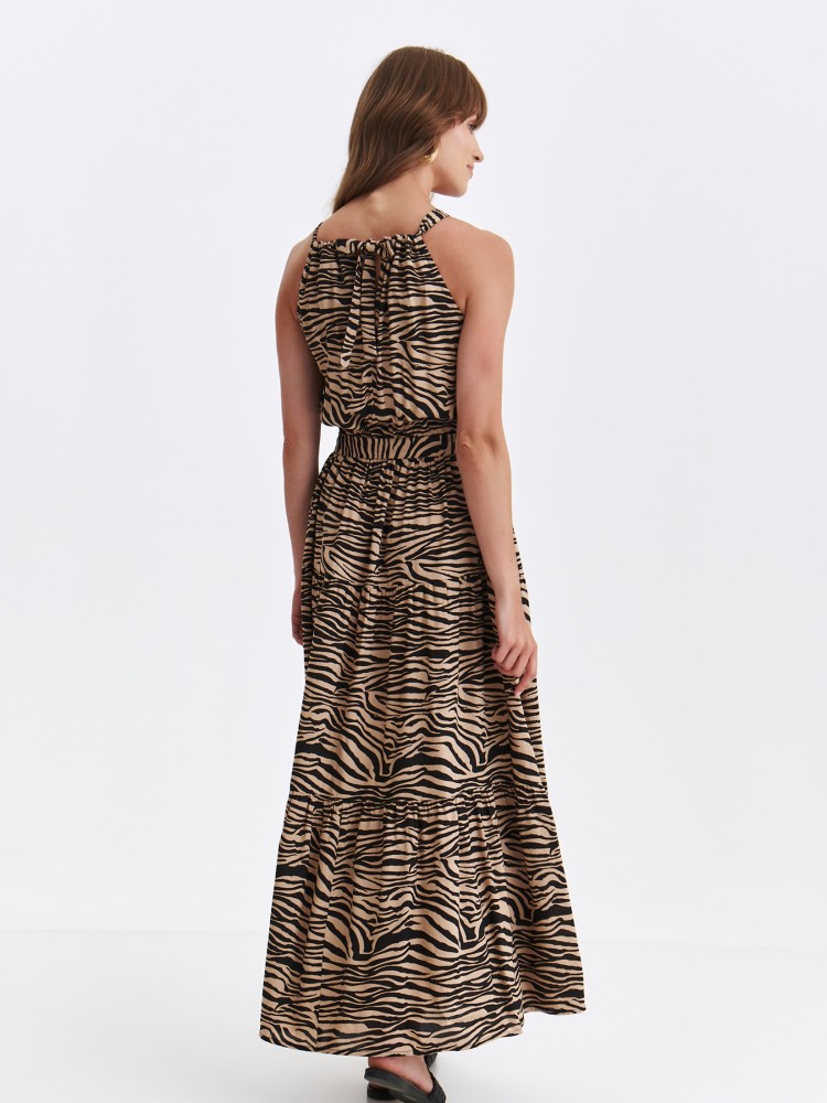 Sukienka w zwierzęcy nadruk z dekoltem halter
