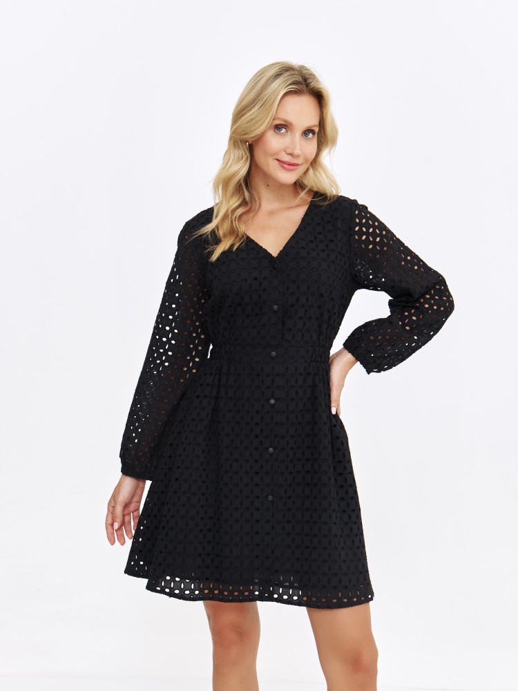 Ażurowa czarna sukienka damska Ażurowa czarna sukienka damska