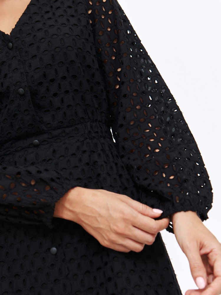 Ażurowa czarna sukienka damska Ażurowa czarna sukienka damska