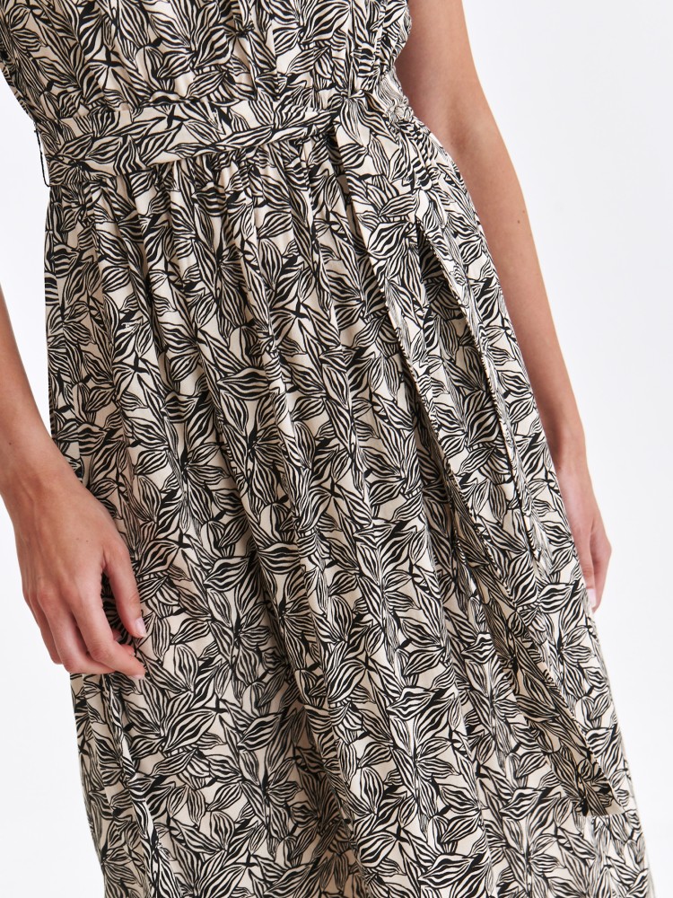 Sukienka w drobny wzór z wiązaniem pod szyją