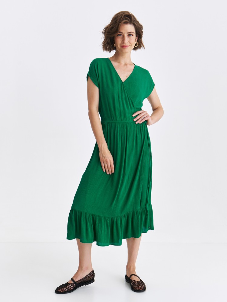 Sukienka midi z kopertowym dekoltem