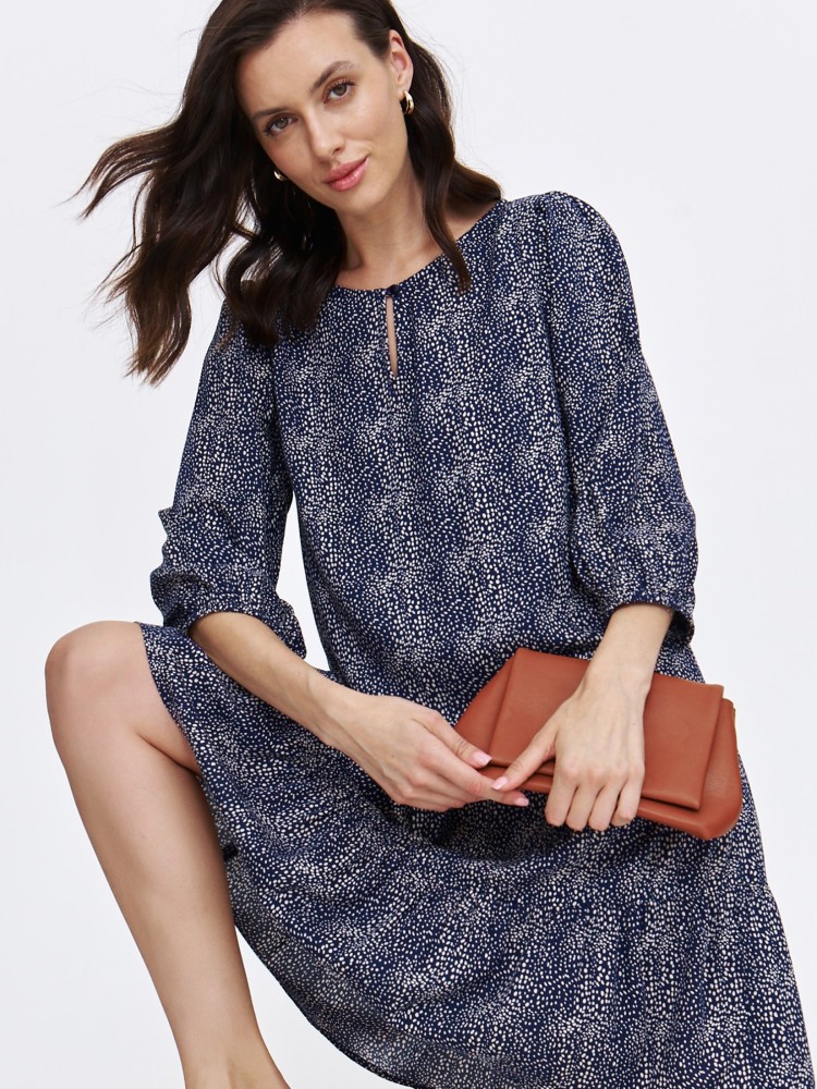 Granatowa sukienka w drobny wzór Granatowa sukienka w drobny wzór