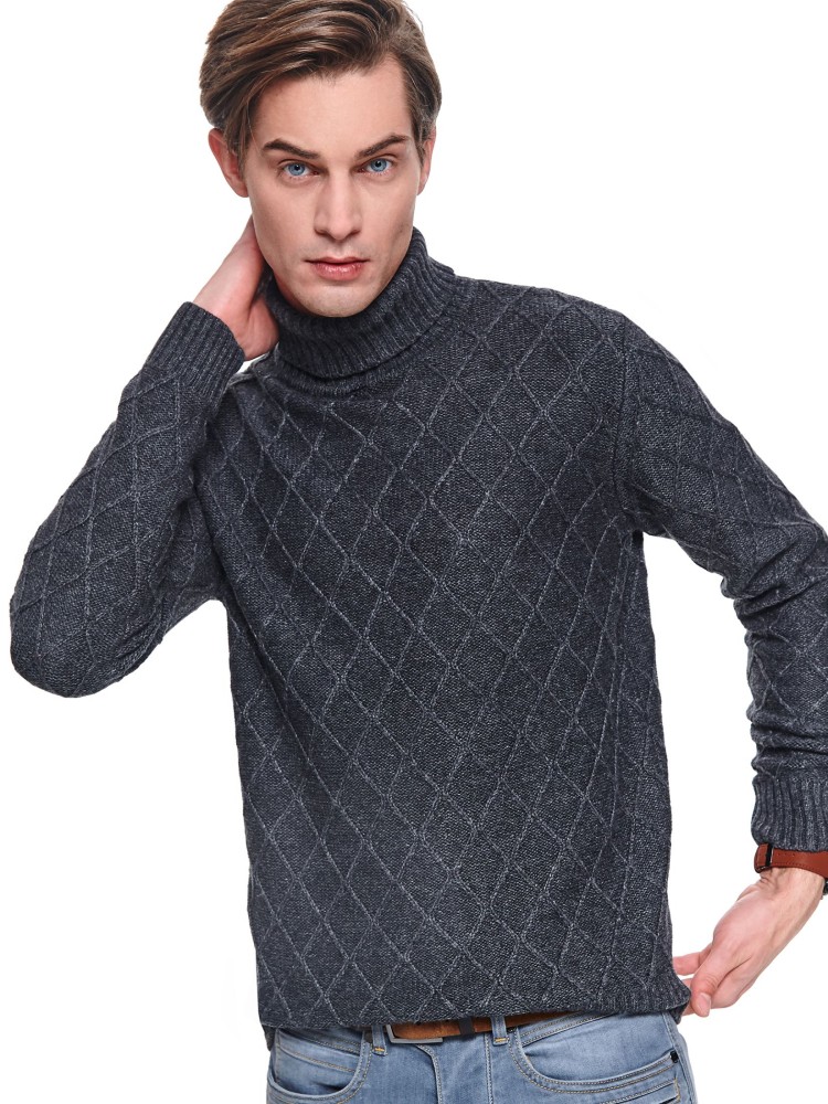 Golf z wysoką stójką i przeplotami