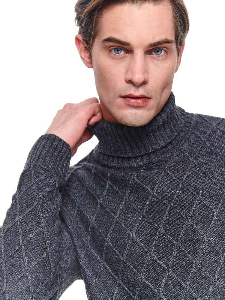 Golf z wysoką stójką i przeplotami