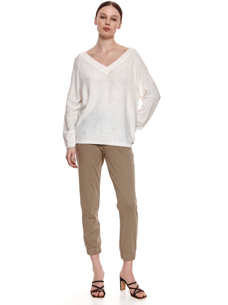 Sweter w serek z drobnymi cekinami