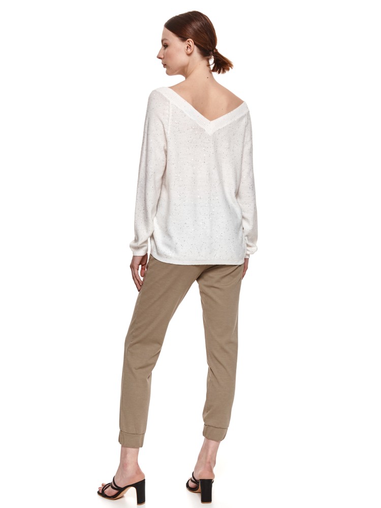 Sweter w serek z drobnymi cekinami