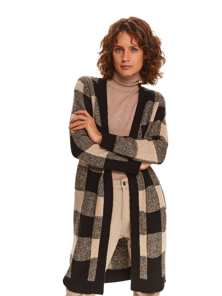 Długi kardigan w kratę