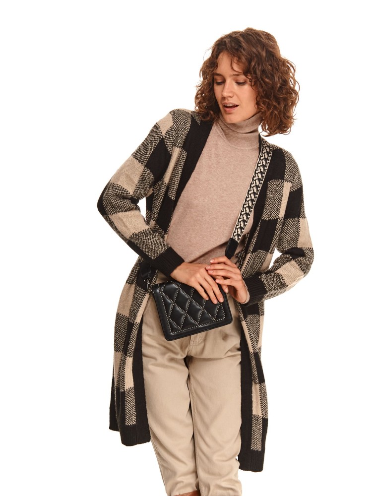 Długi kardigan w kratę