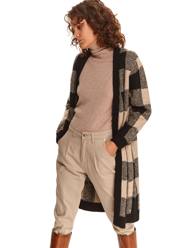 Długi kardigan w kratę