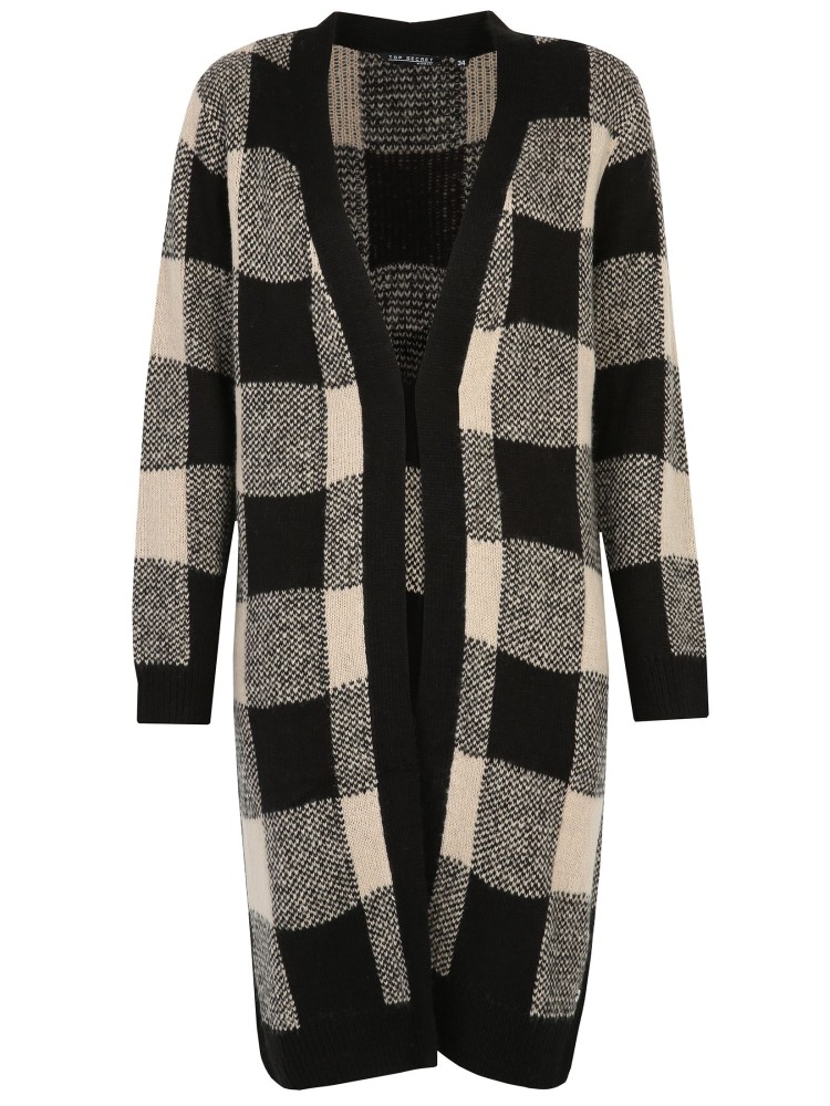 Długi kardigan w kratę