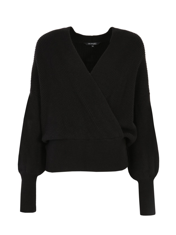 Sweter z kopertowym dekoltem