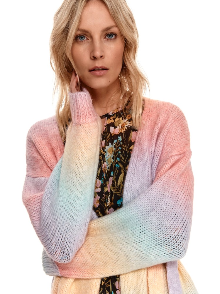 Kolorowy kardigan z paskiem  Kolorowy kardigan z paskiem