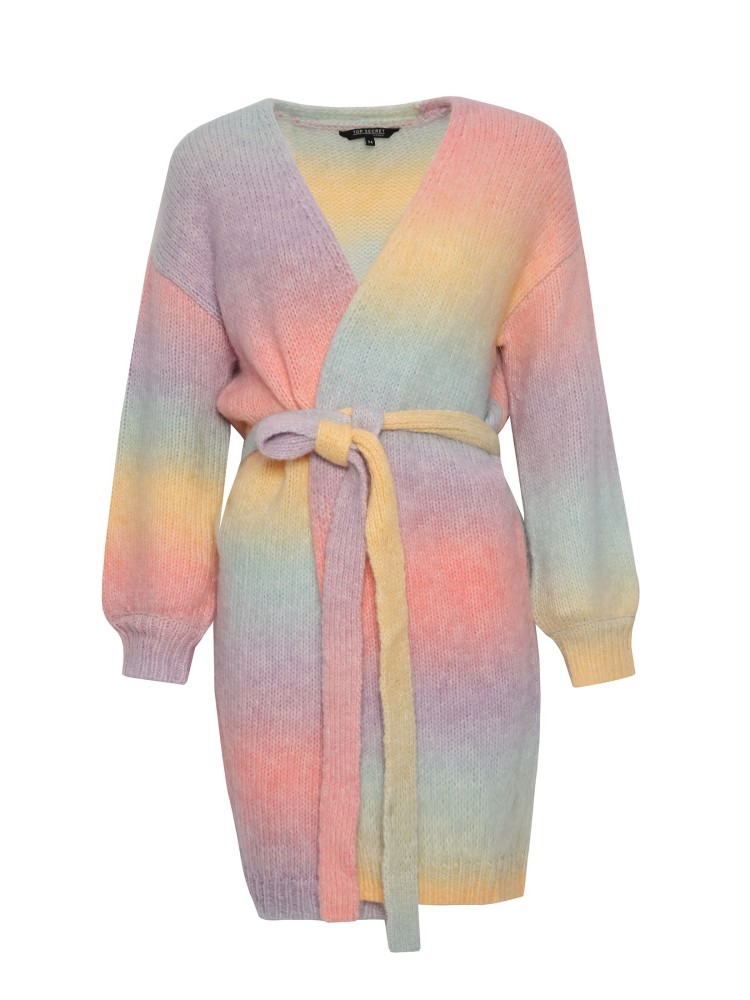 Kolorowy kardigan z paskiem  Kolorowy kardigan z paskiem