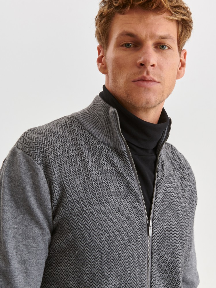 Kardigan wzorzysty w jodełkę