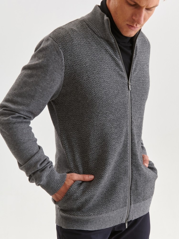 Kardigan wzorzysty w jodełkę