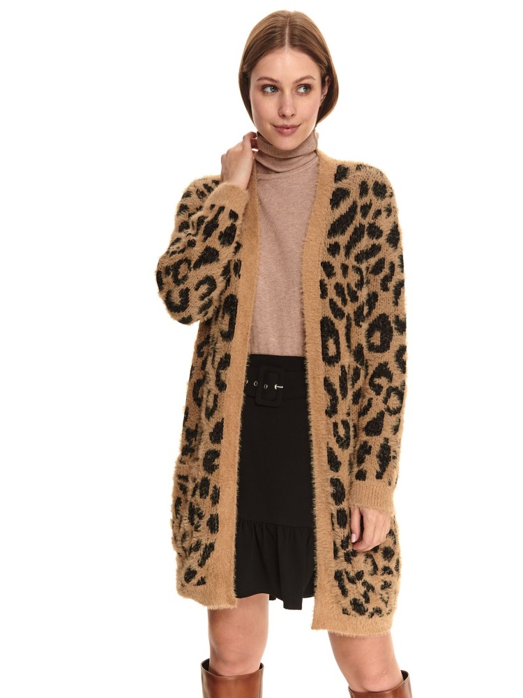 Długi kardigan w lamparcie cętki