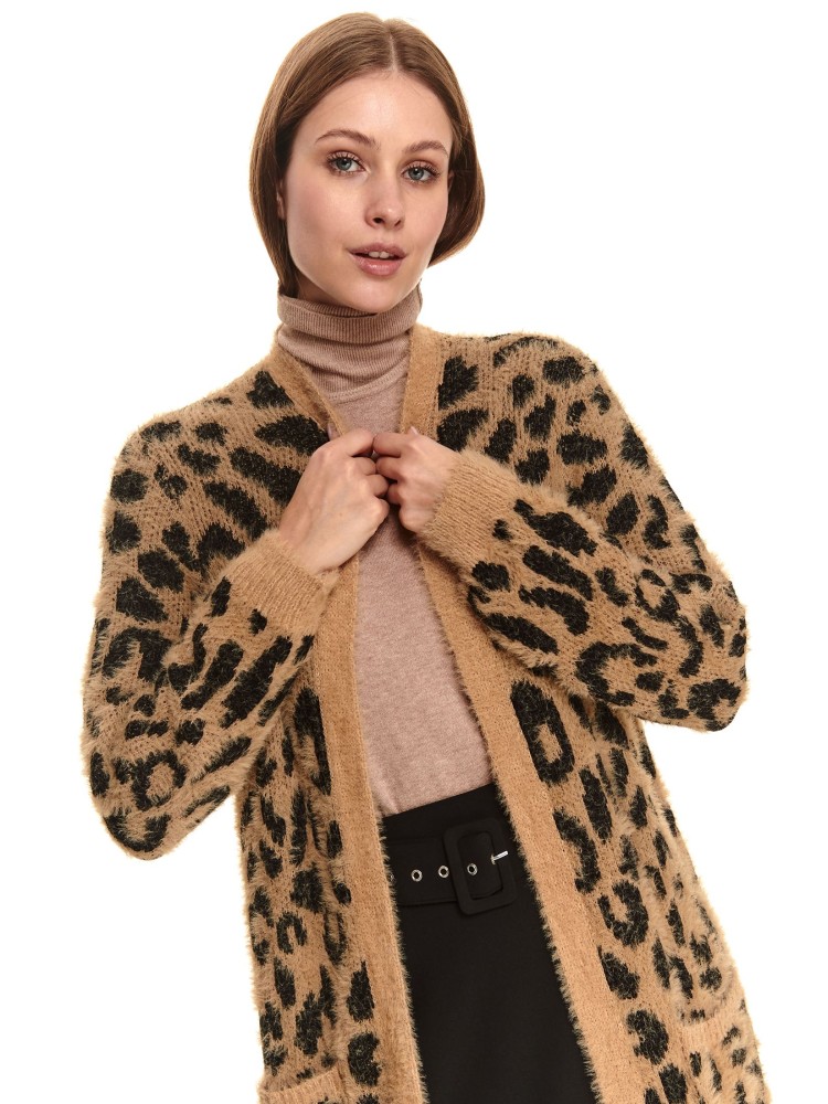 Długi kardigan w lamparcie cętki