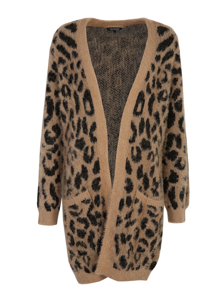 Długi kardigan w lamparcie cętki