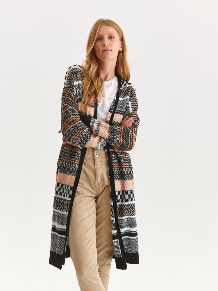 Długi kardigan etno