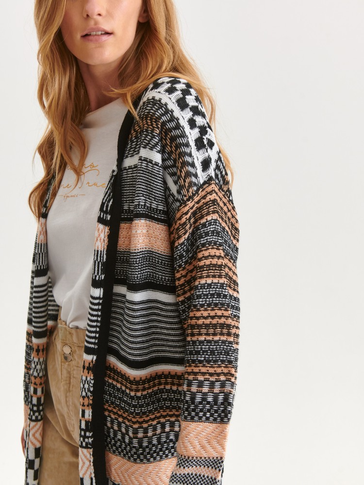 Długi kardigan etno