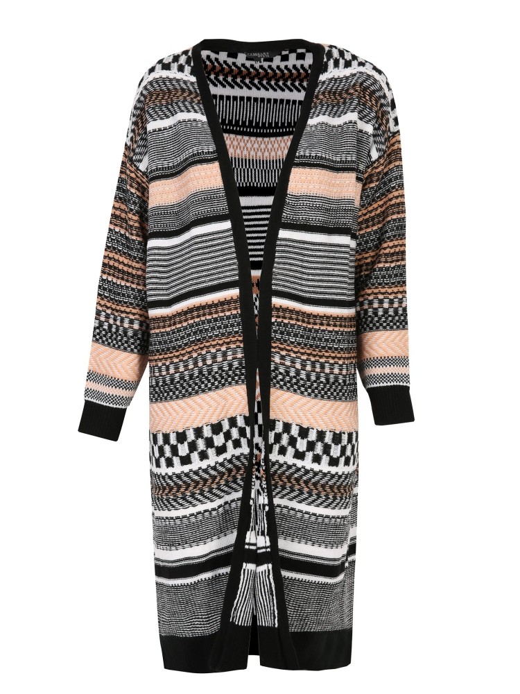 Długi kardigan etno