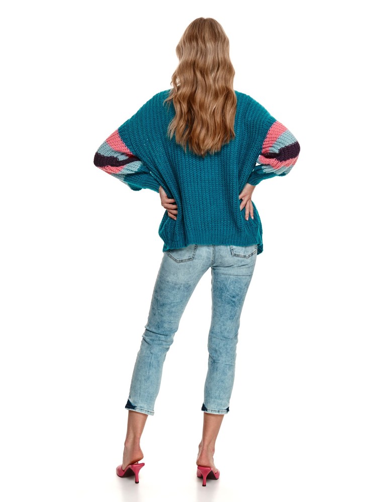 Kardigan z kolorowymi rękawami