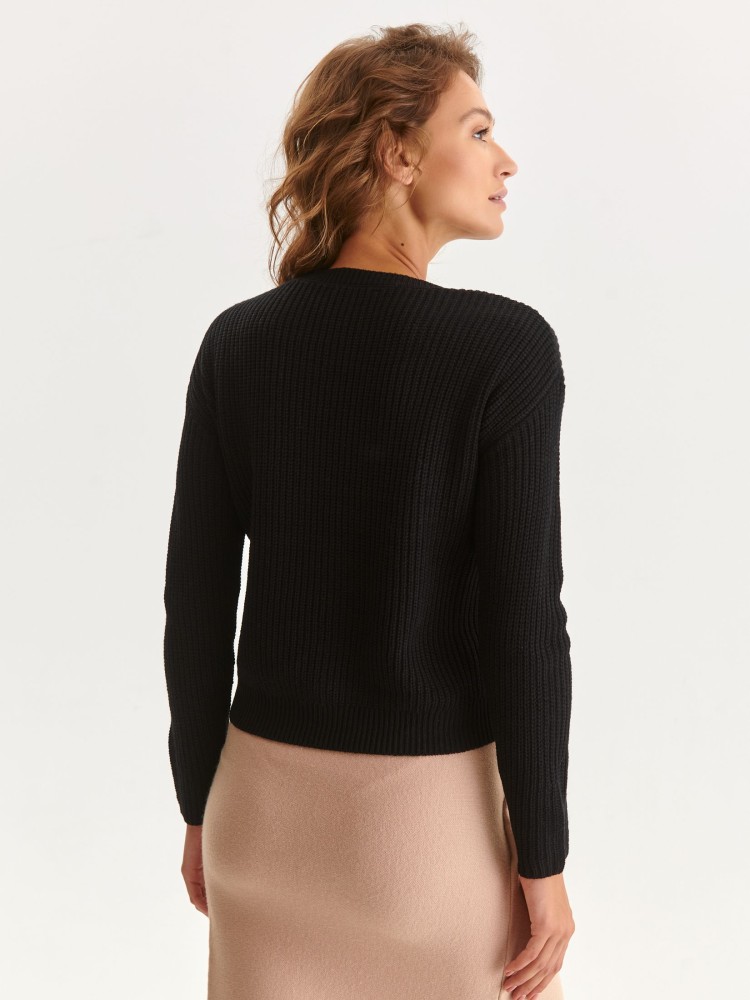 Krótki sweter ze strukturalnej dzianiny Krótki sweter ze strukturalnej dzianiny