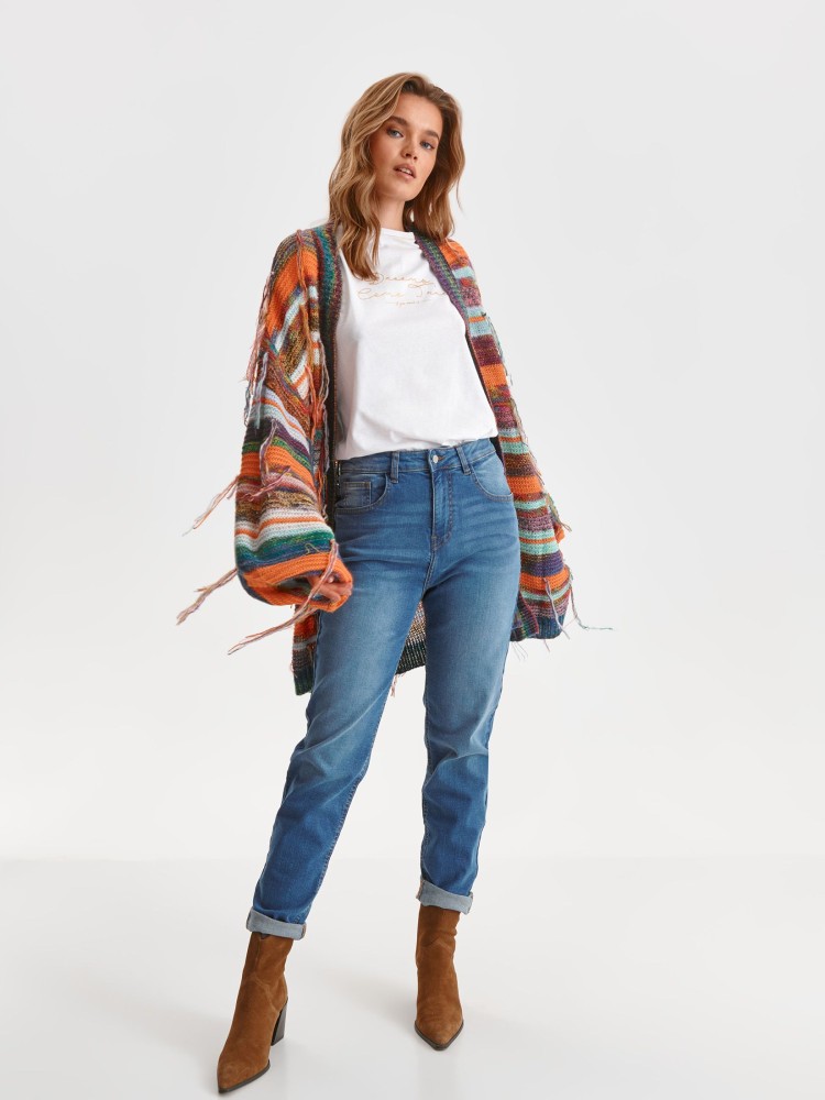 Kolorowy kardigan z frędzlami 