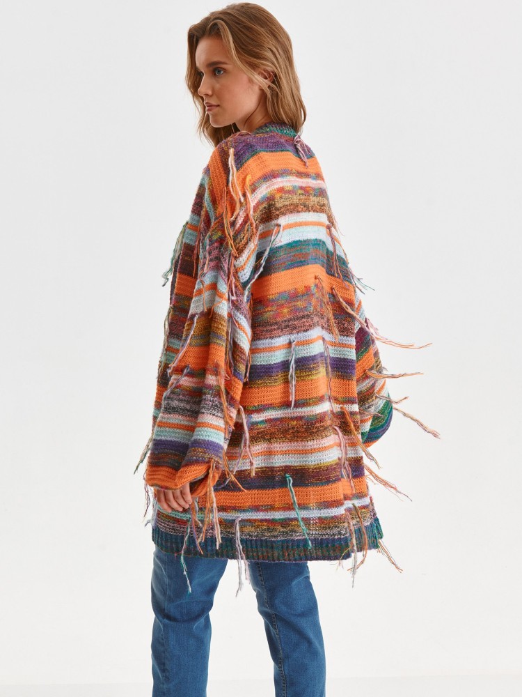 Kolorowy kardigan z frędzlami 