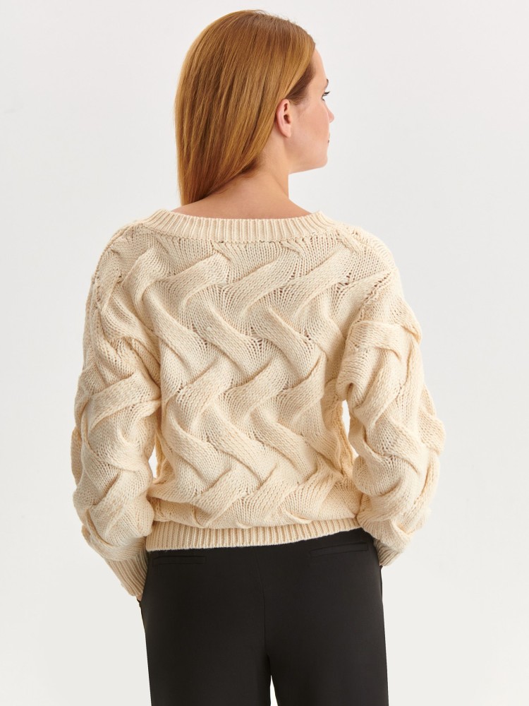 Krótki sweter z wyraźnymi przeplotami