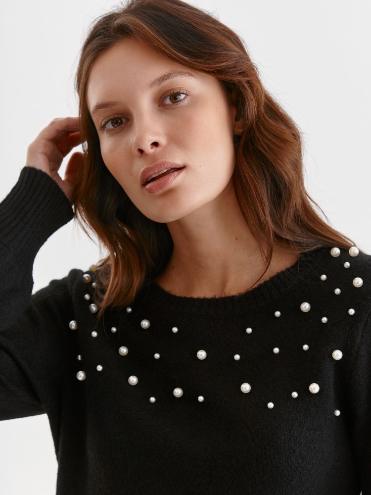 Sweter damski z koralikową aplikacją Sweter damski z koralikową aplikacją