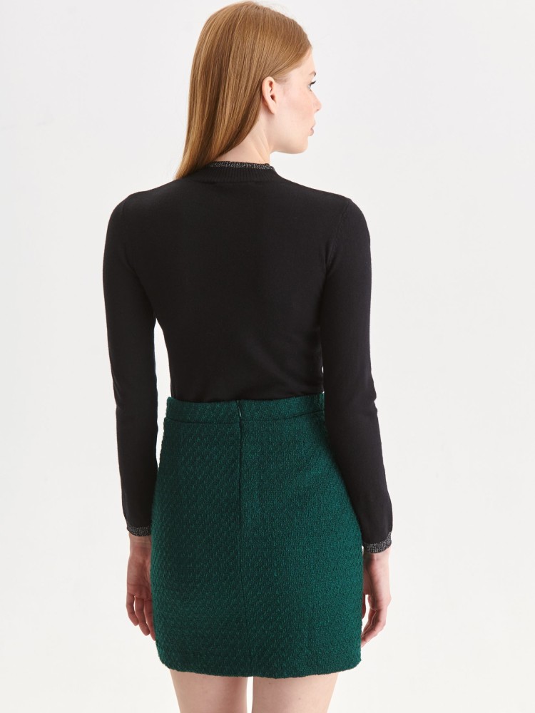 Sweter półgolf z dzianiny zdobionej metalizowaną nicią Sweter półgolf z dzianiny zdobionej metalizowaną nicią