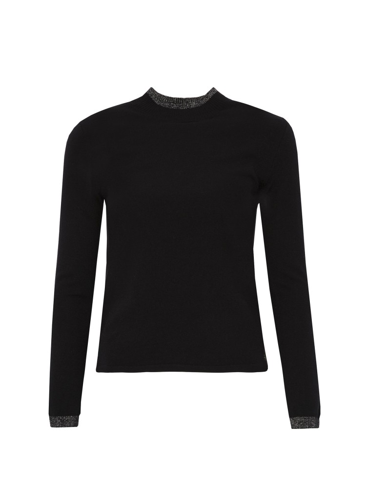 Sweter półgolf z dzianiny zdobionej metalizowaną nicią Sweter półgolf z dzianiny zdobionej metalizowaną nicią