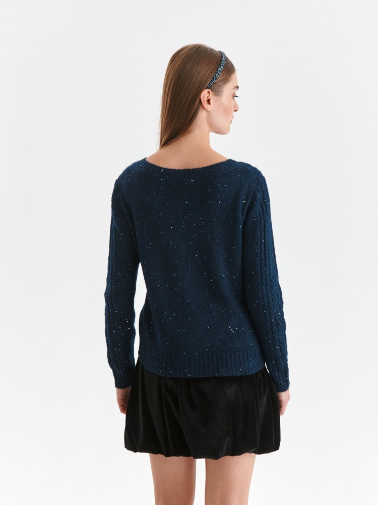 Casualowy sweter damski z długim rękawem, dekolt w serek Casualowy sweter damski z długim rękawem, dekolt w serek