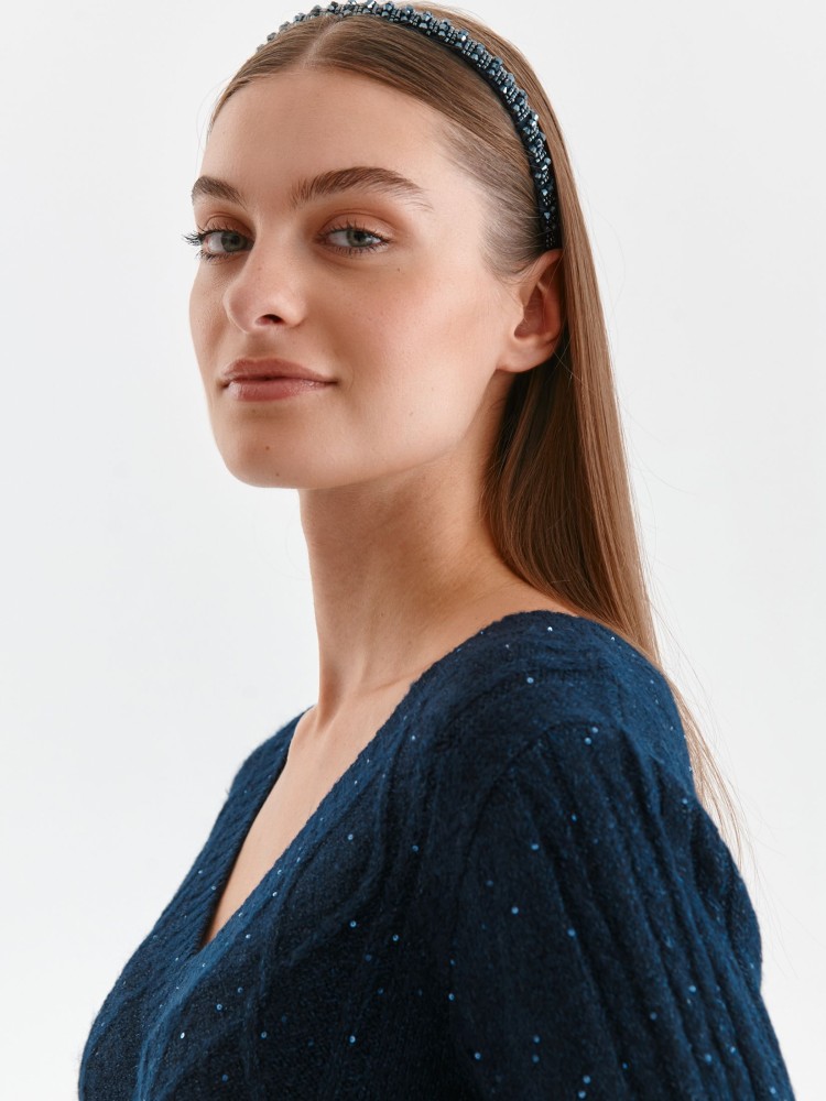 Casualowy sweter damski z długim rękawem, dekolt w serek Casualowy sweter damski z długim rękawem, dekolt w serek