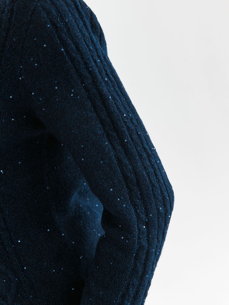 Casualowy sweter damski z długim rękawem, dekolt w serek Casualowy sweter damski z długim rękawem, dekolt w serek