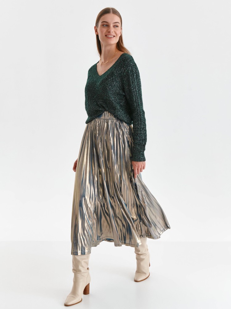 Połyskujący sweter damski z dekoltem w serek Połyskujący sweter damski z dekoltem w serek