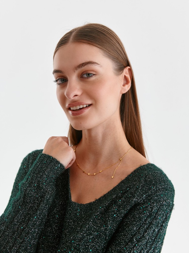 Połyskujący sweter damski z dekoltem w serek Połyskujący sweter damski z dekoltem w serek