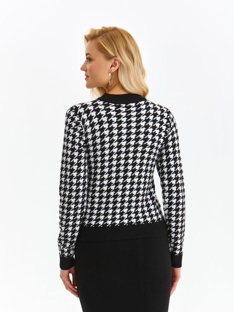 Sweter w biało czarną pepitkę