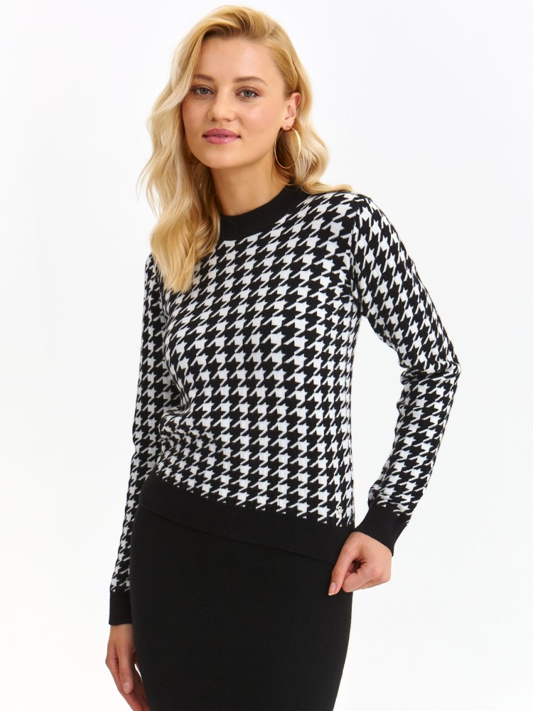 Sweter w biało czarną pepitkę