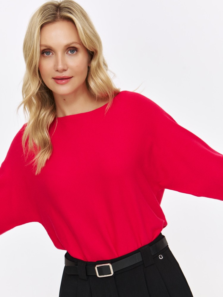 Czerwony sweter z kimonowym rękawem Czerwony sweter z kimonowym rękawem