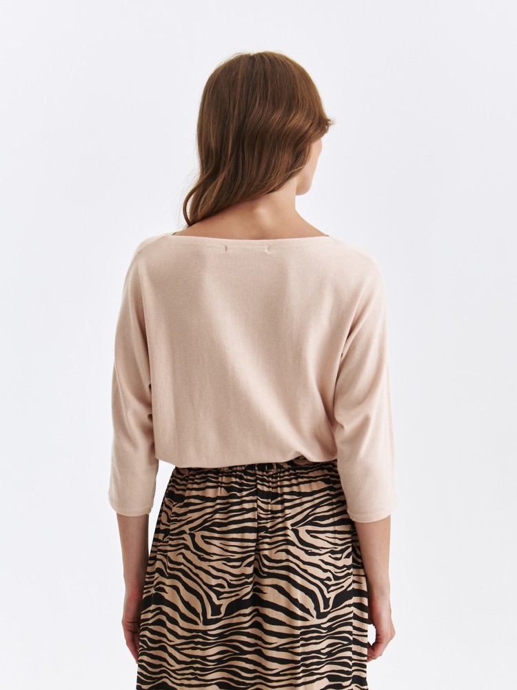 Luźny beżowy sweter z rękawem kimono