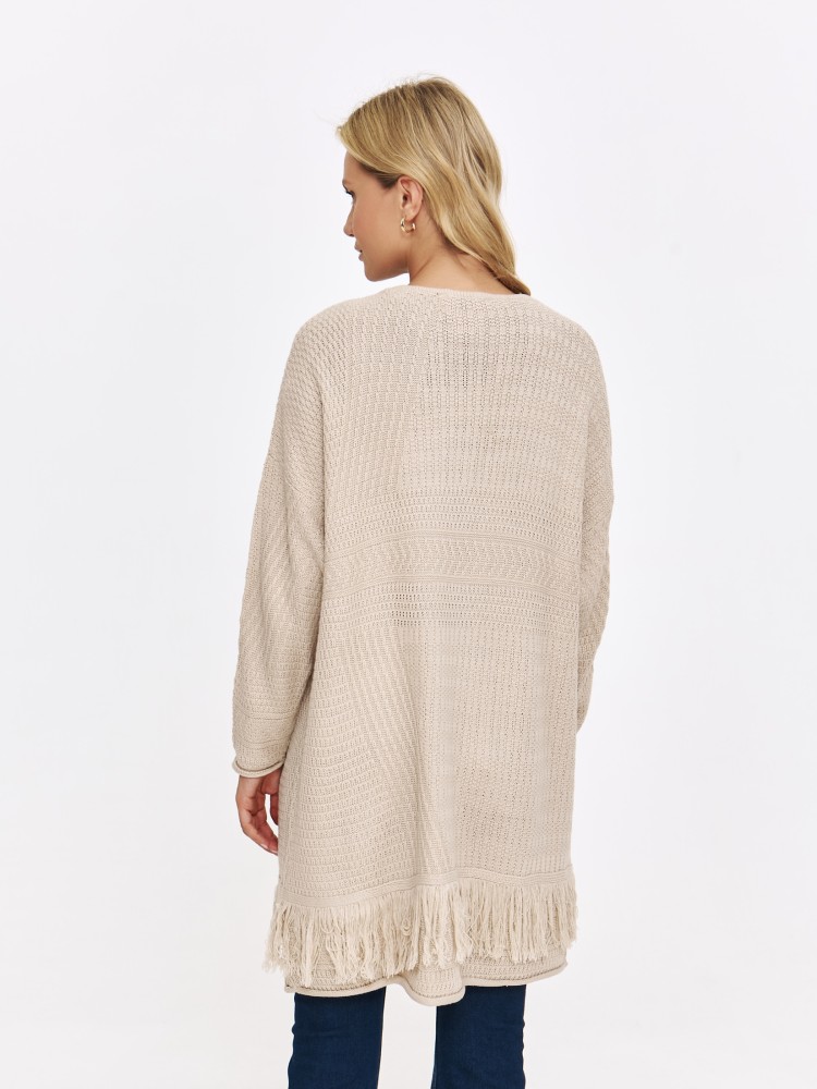 Długi kardigan z frędzlami