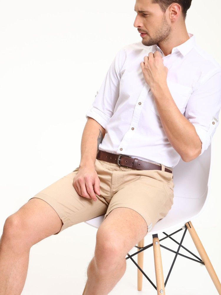 Szorty męskie klasyczne z gładkiej tkaniny