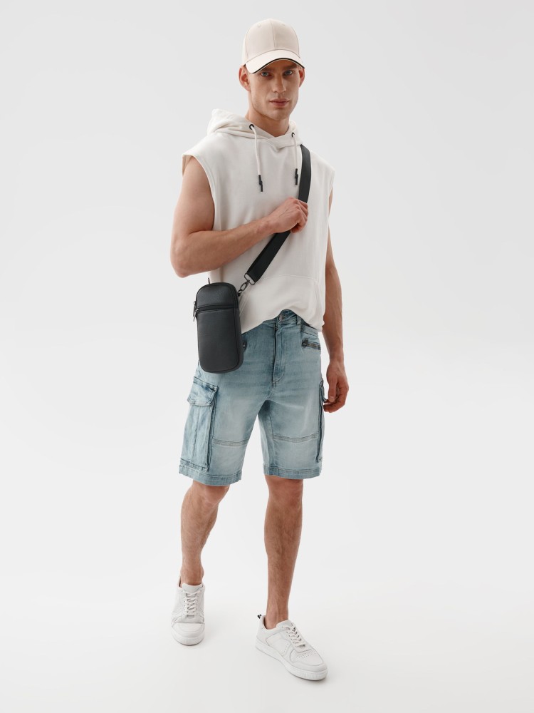 Spodnie cargo z denimu