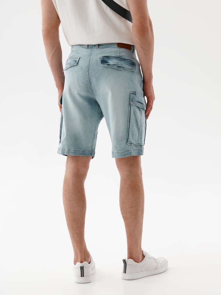 Spodnie cargo z denimu