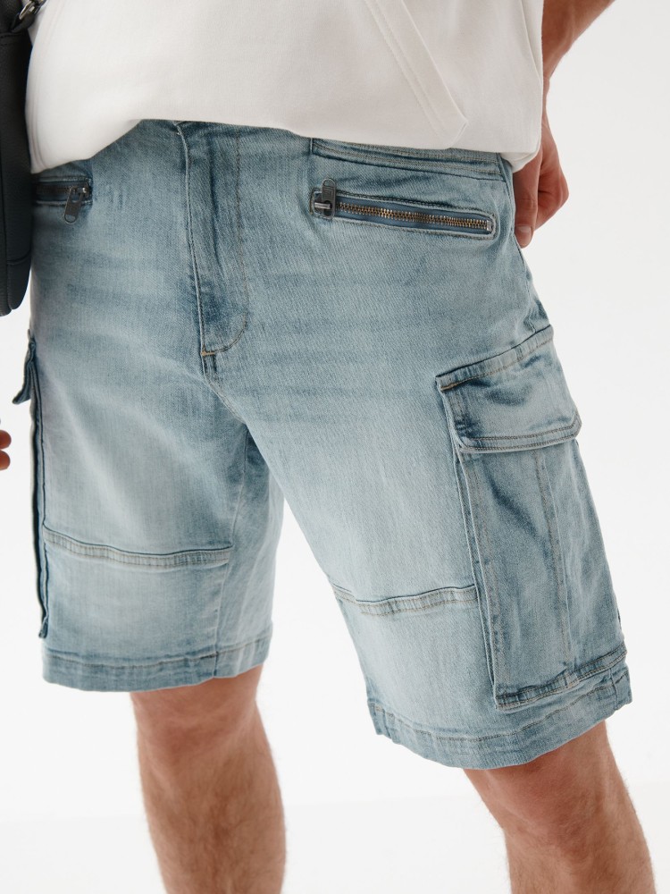 Spodnie cargo z denimu