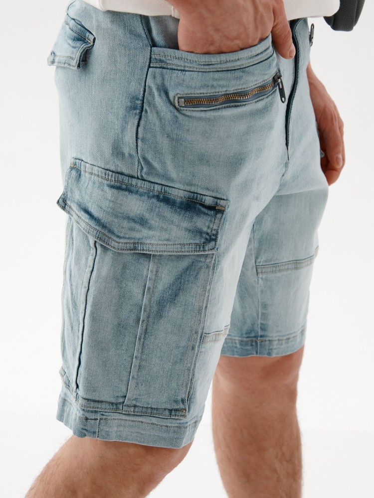 Spodnie cargo z denimu