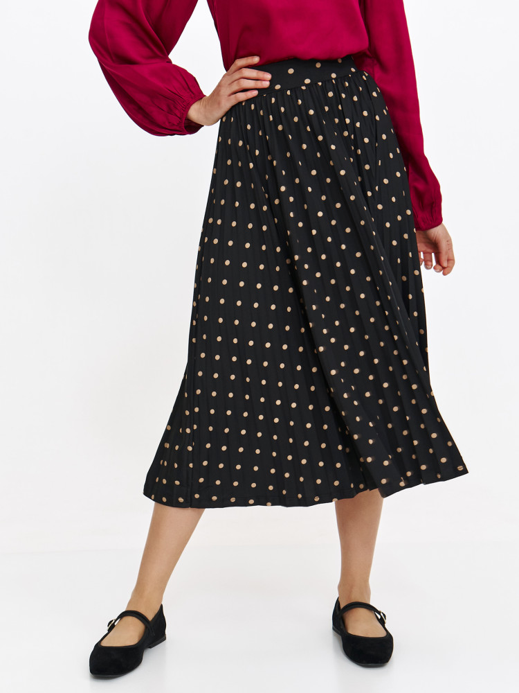 Stylowa czarna spódnica z nadrukiem w groszki